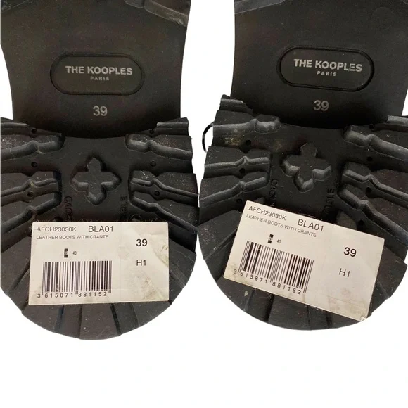 NWT The Kooples High Top Black Leather Biker Combat Boots In Ranger Style Size 8 - Picture 15 of 16